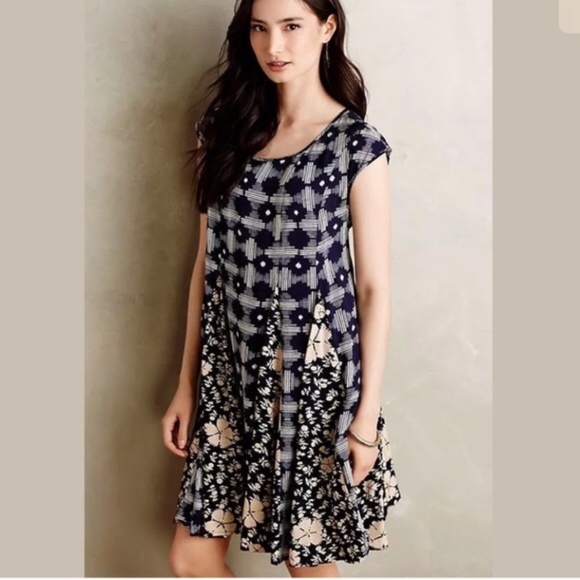 Anthropologie Dresses & Skirts - Anthropologie Maeve India Pleat Dress Back Lace Up